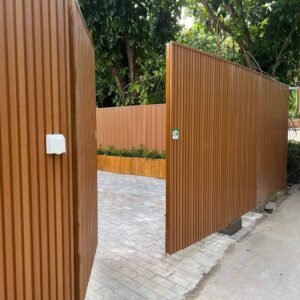 Double Swing Gate _ Teak Fluted Cladding