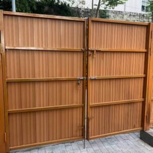Teak Fluted Privacy Fence (Gate-Matched Design)