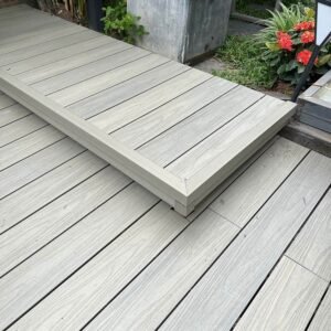 antique wood co-extrusion wpc decking villa garden wide view clean board lines