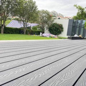 black 3d embossed wpc decking wide terrace in villa garden outdoor flooring