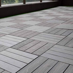 light grey and dark grey diy wpc deck tiles
