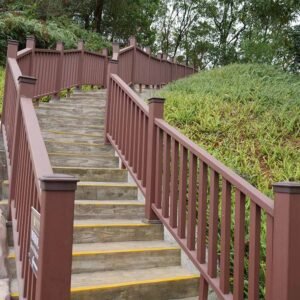 public park stair and walkway guardrail rosewood wpc railing corner and turn detail 4
