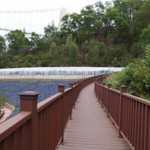 public park stair and walkway guardrail rosewood wpc railing corner and turn detail 5