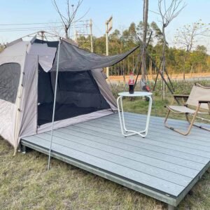 rock grey prefabricated wpc decking platform for camping tent on grass adjustable height supports