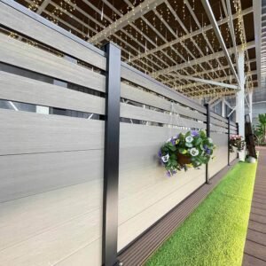 semi privacy composite fence panels indoor display horizontal boards