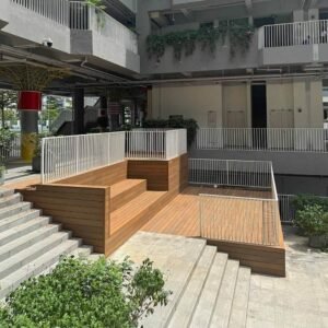 teak co extruded wpc decking school terrace steps outdoor seating platforms modern courtyard