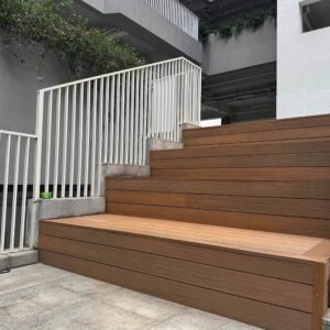 teak co extrusion wpc decking step riser cladding detail clean vertical fascia boards