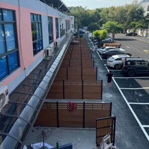 teak wpc fencing semi privacy and classic slatted fence panels with aluminum posts