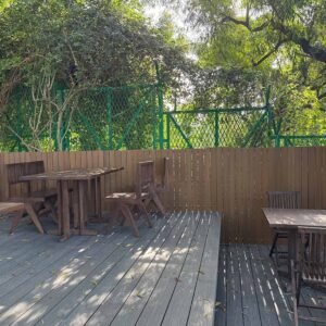 teak wpc vertical fence boards privacy screen terrace boundary installation 2