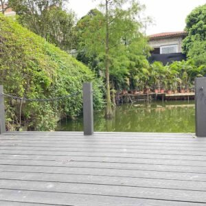 waterside platform black wpc decking 3d embossed texture with black board lines