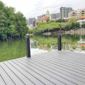 waterside platform black wpc decking 3d embossed texture with clean board lines